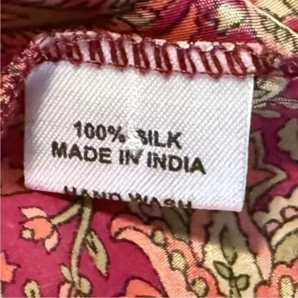 SOLD Vibrant Boho Tie Blouse Size XL Top Flutter Sleeves Paisley Floral Silk - Picture 7 of 8